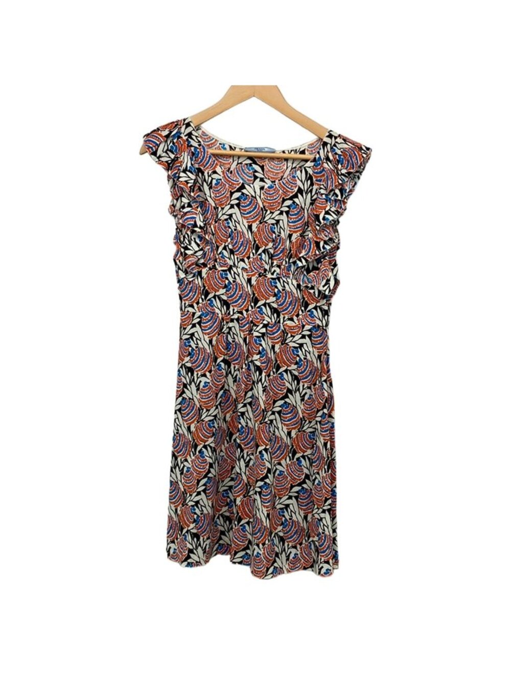 Prada Dress S Black Ivory Multi Sleeveless Knee-length